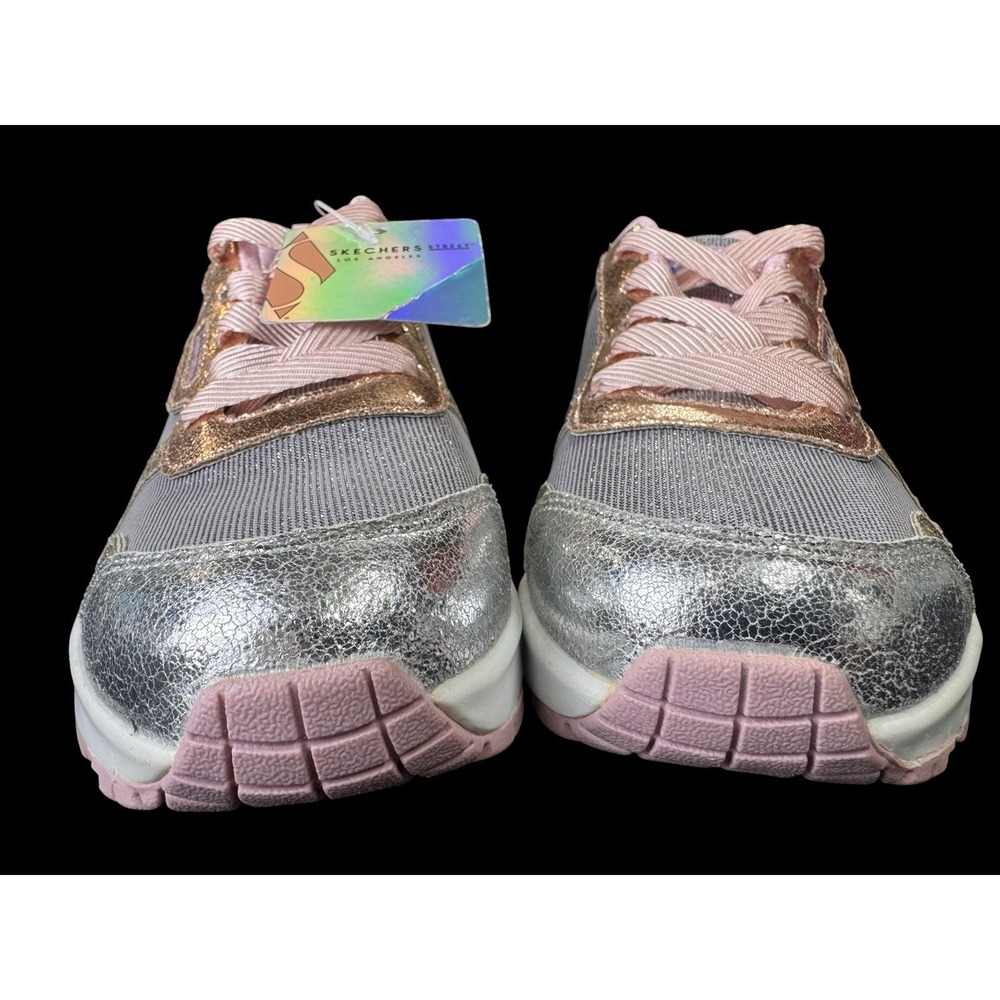 SKECHERS NWT Memory Foam Pink Sparkly Running Athletic Shoes Youth Sz 4 XMAS Gft